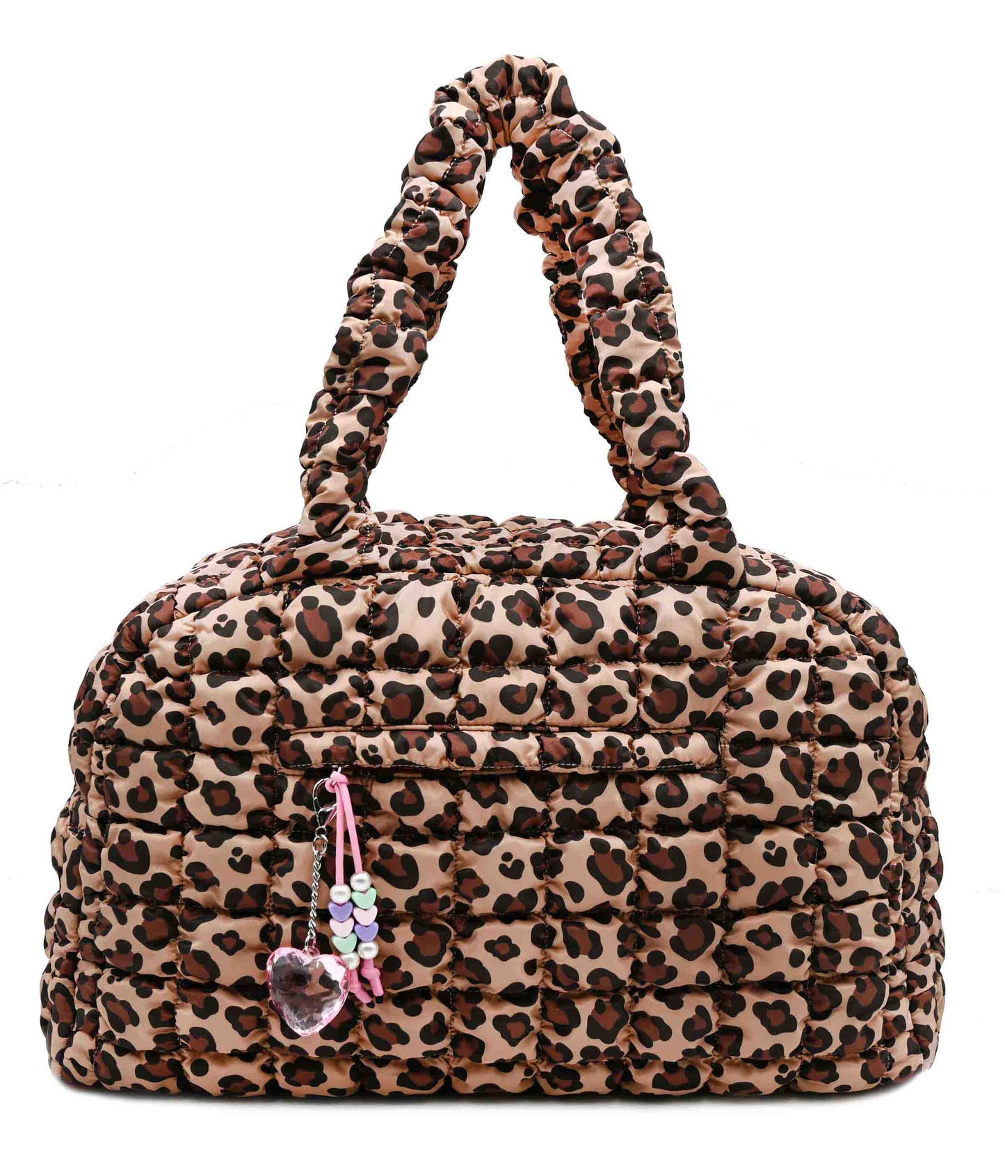 OMG Accessories - Quilted Scrunchies Leopard Printed Medium Duffle Bag