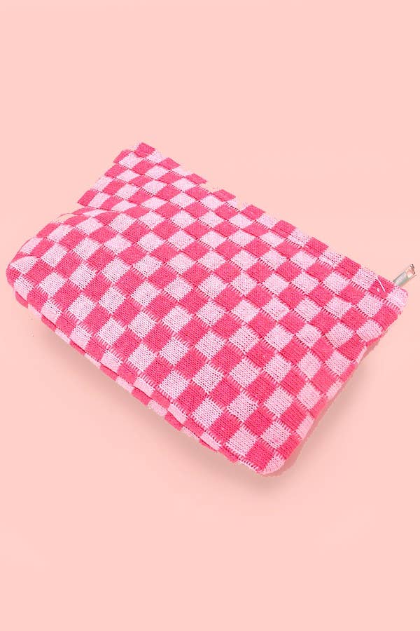 Checkered Cosmetic Makeup Bag