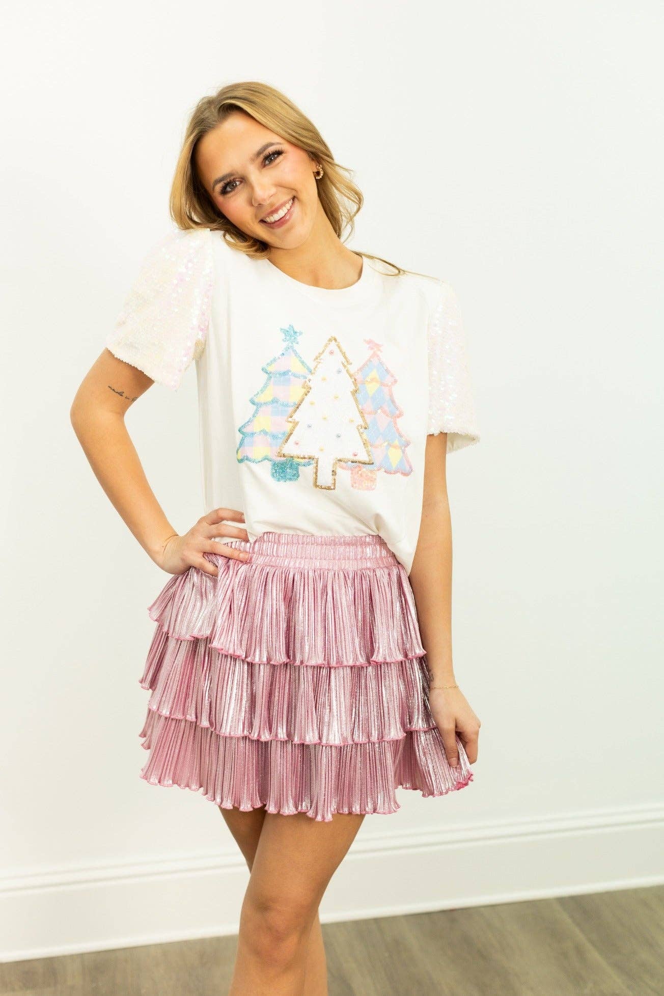 Adult Women's Festive Forest on Princess Top, White