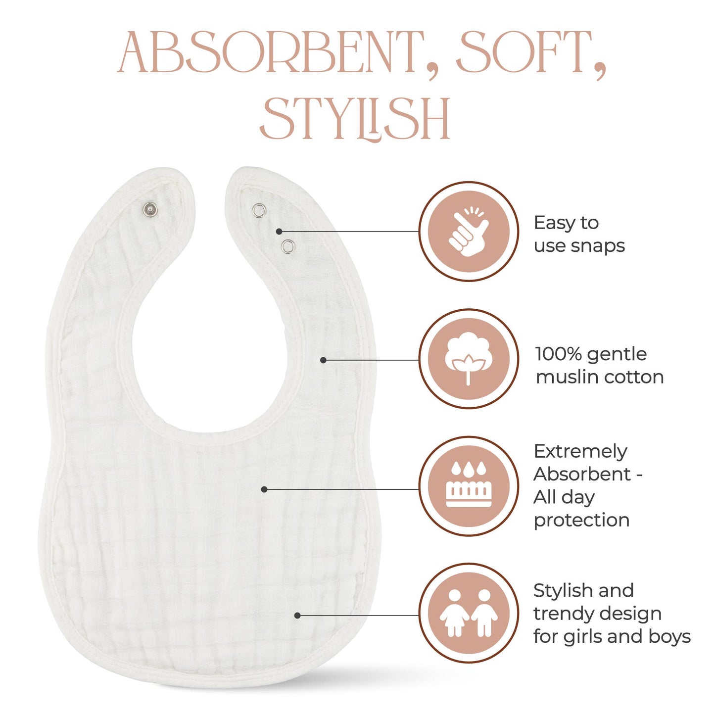 Muslin Cotton Baby Bibs Adjustable Size