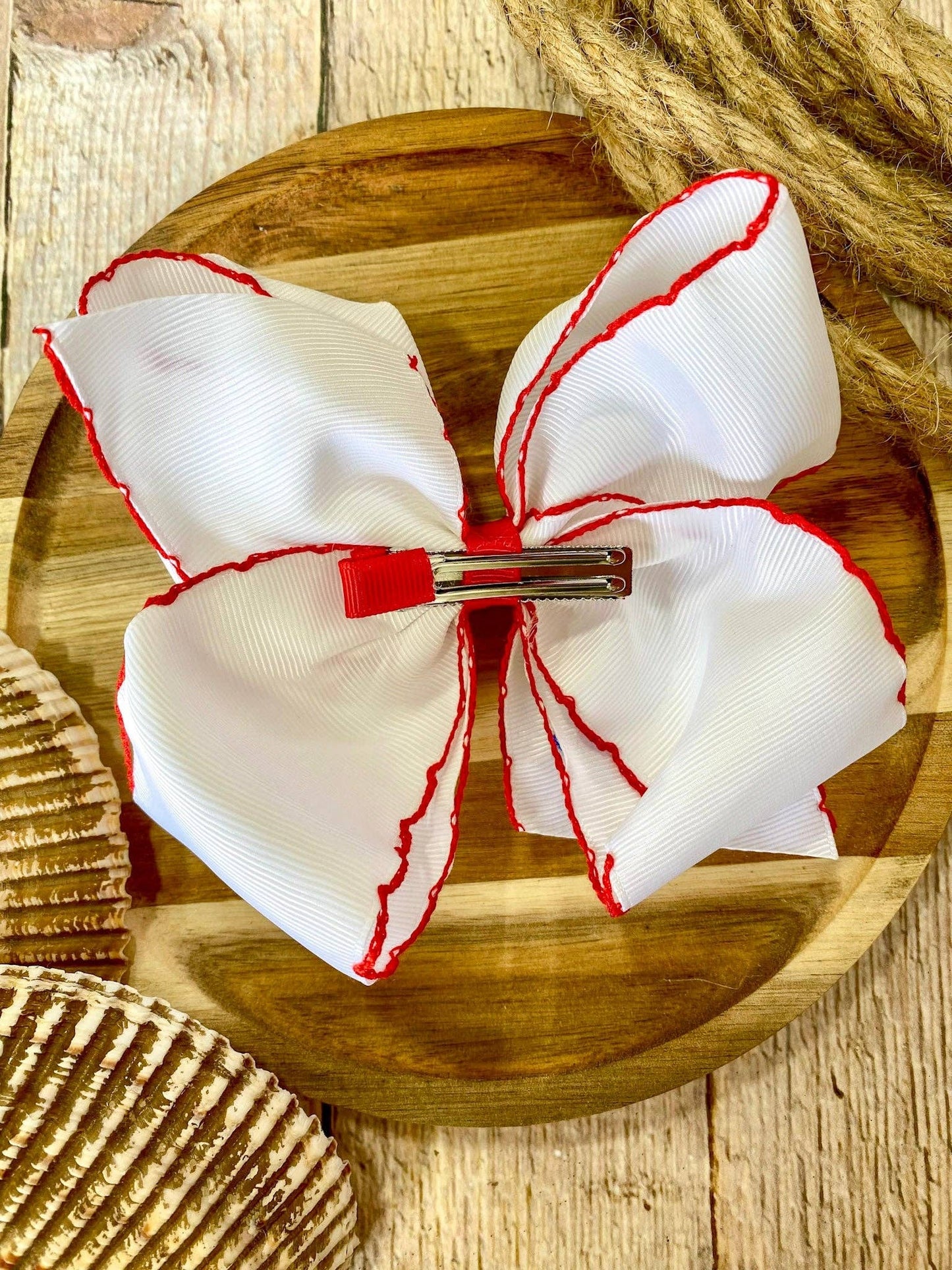 Sailboat Embroidered Classic Hair Bow
