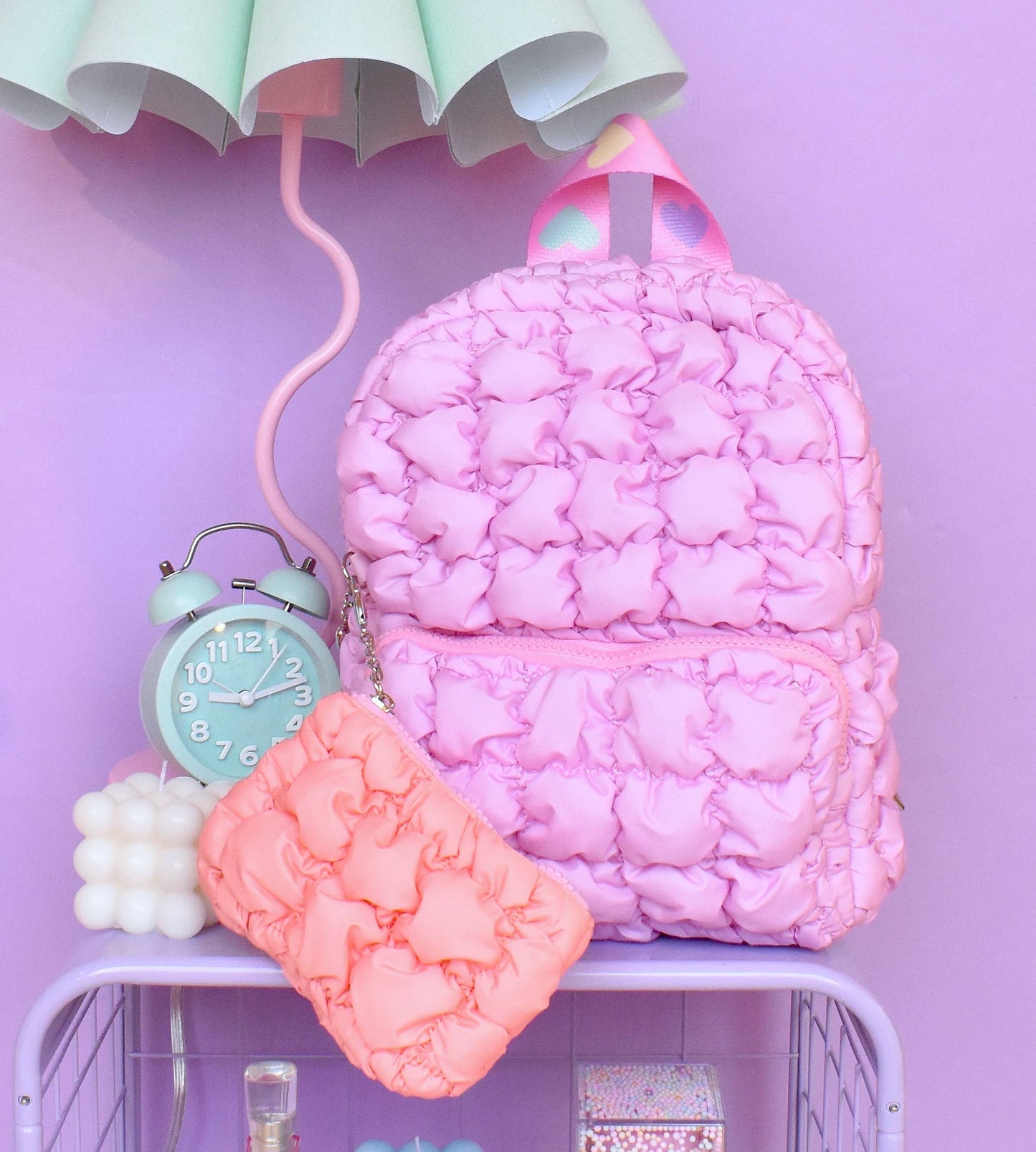 OMG Accessories - Quilted Scrunchies Mini Backpack with Coin Purse
