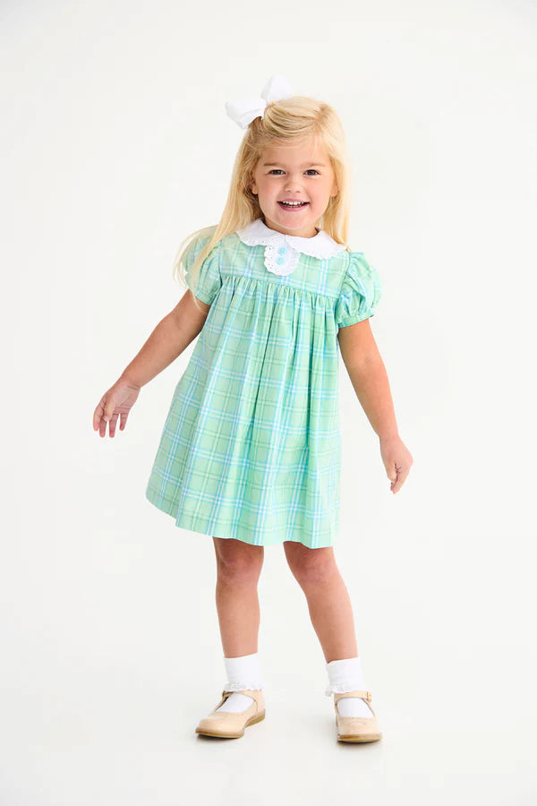 TBBC | Mary Dal Dress - Pelham Bay Plaid (Green) with Worth Avenue White