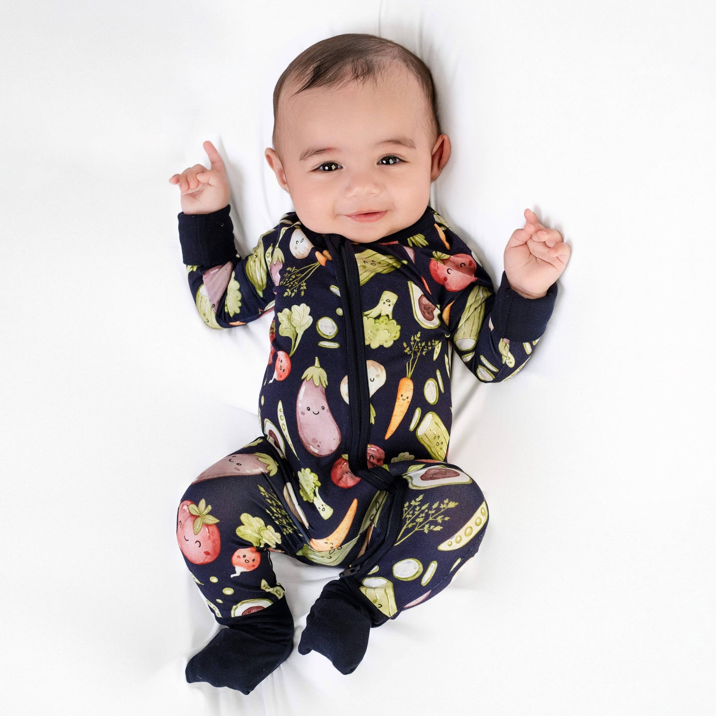 I Love You Veggie Much Baby Bamboo Zipper Romper Pajamas