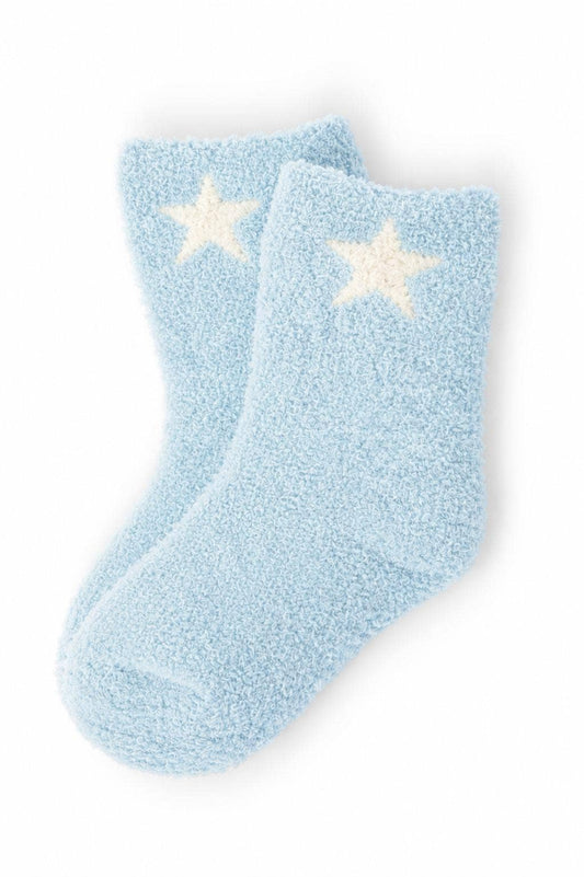 Light Blue/Coconut Star Cozy Socks