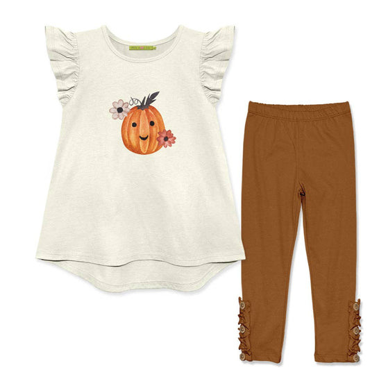 Pumpkin Hi-Low Top & Caramel Cafe Button Leggings