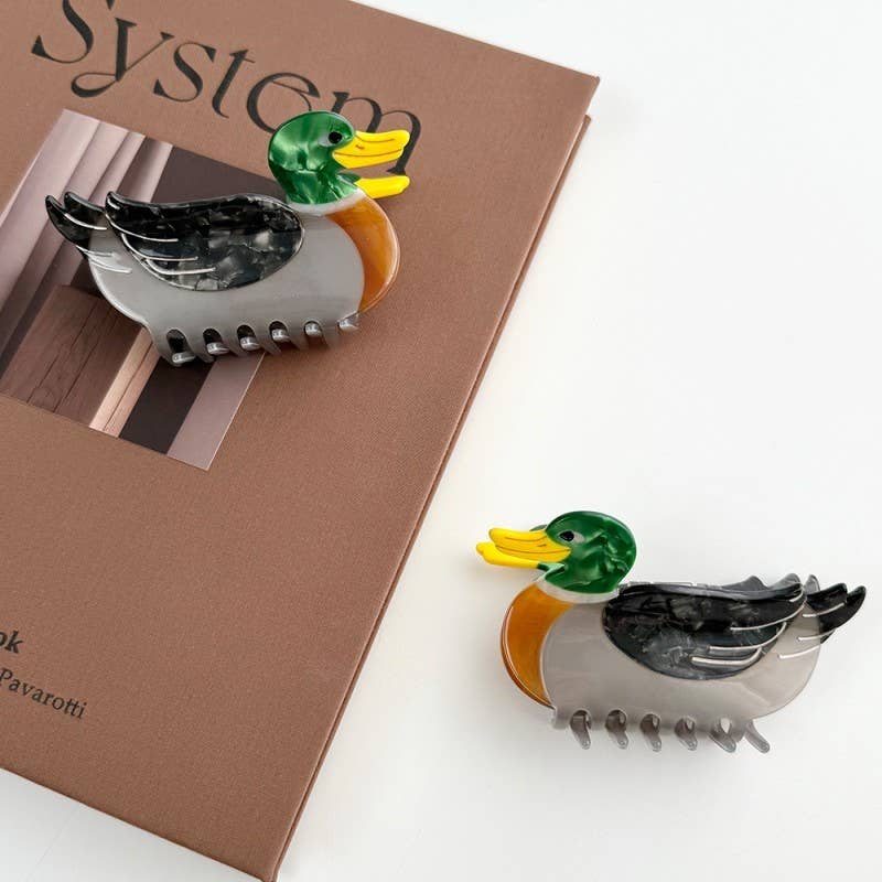 Jumbo Mallard Wild Duck Acetate Hair Claw Clip