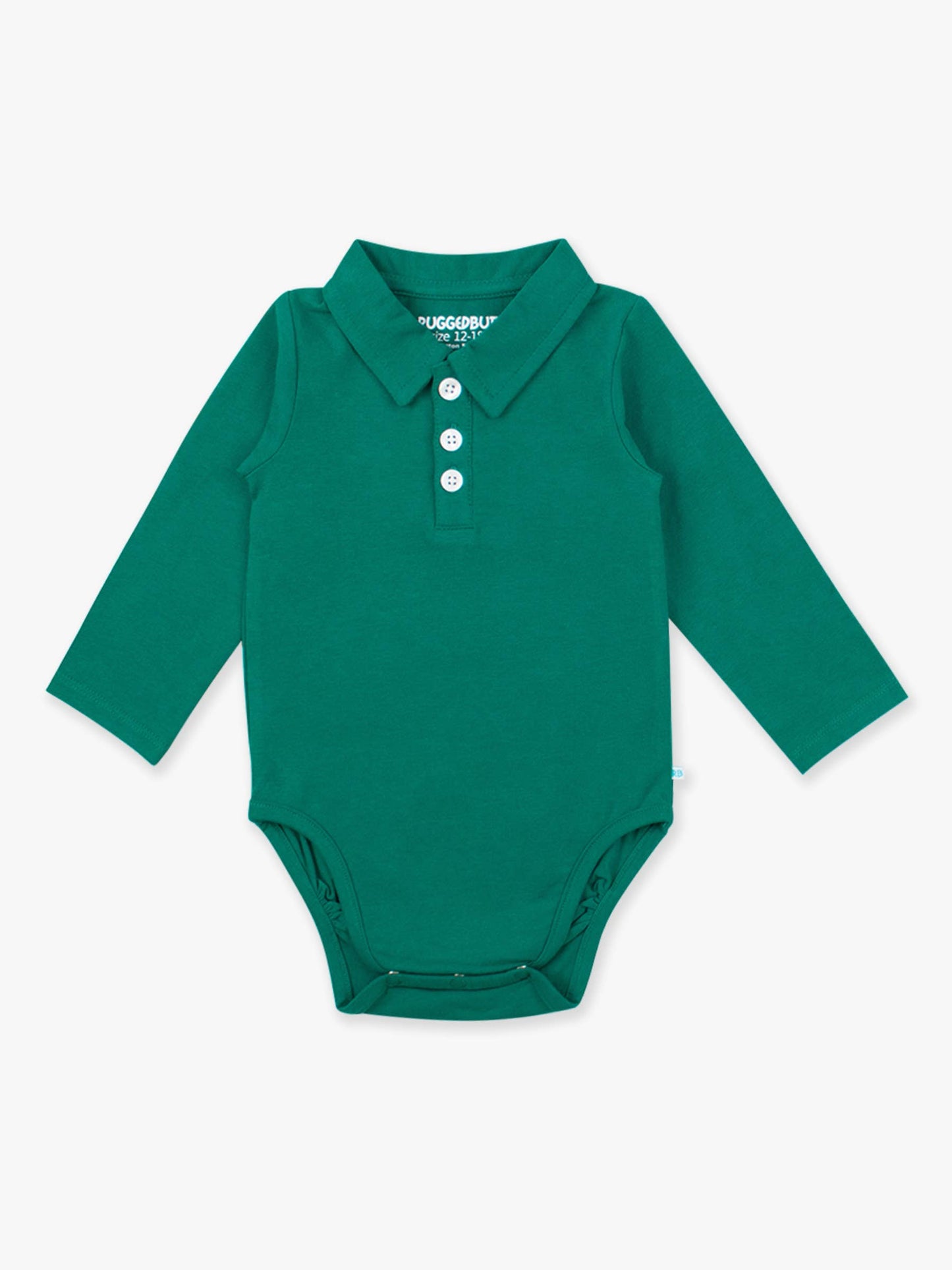 RuffleButts + RuggedButts - Baby Boys Emerald Green Knit Polo Bodysuit