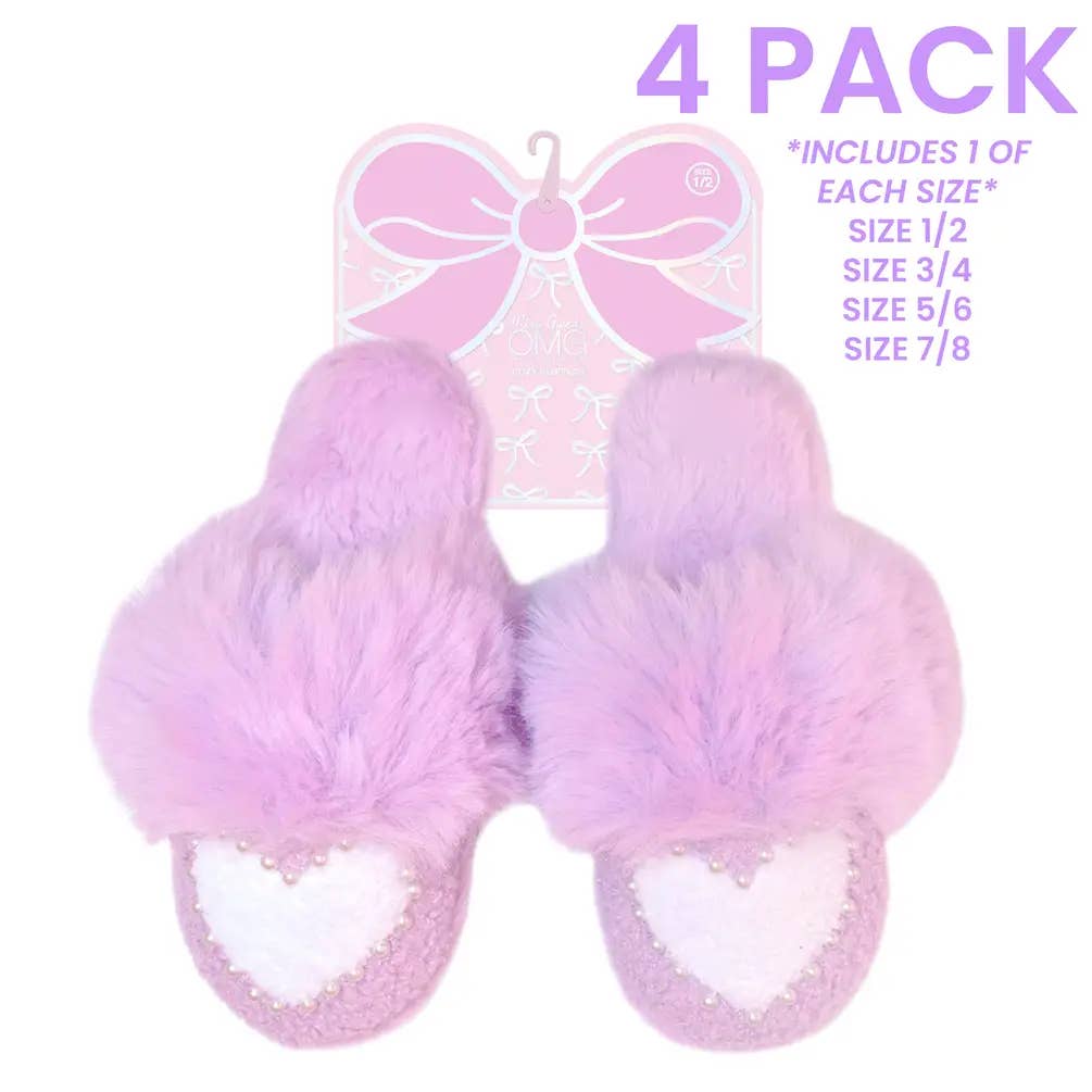 OMG Accessories - Faux Fur Pearl Heart Slippers