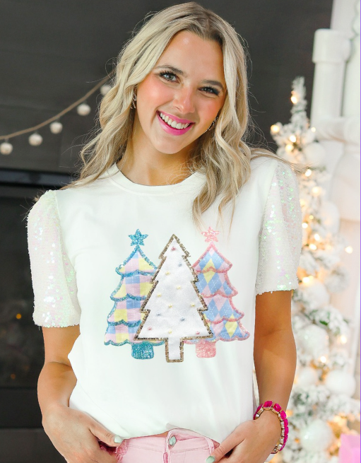 Adult Women's Festive Forest on Princess Top, White