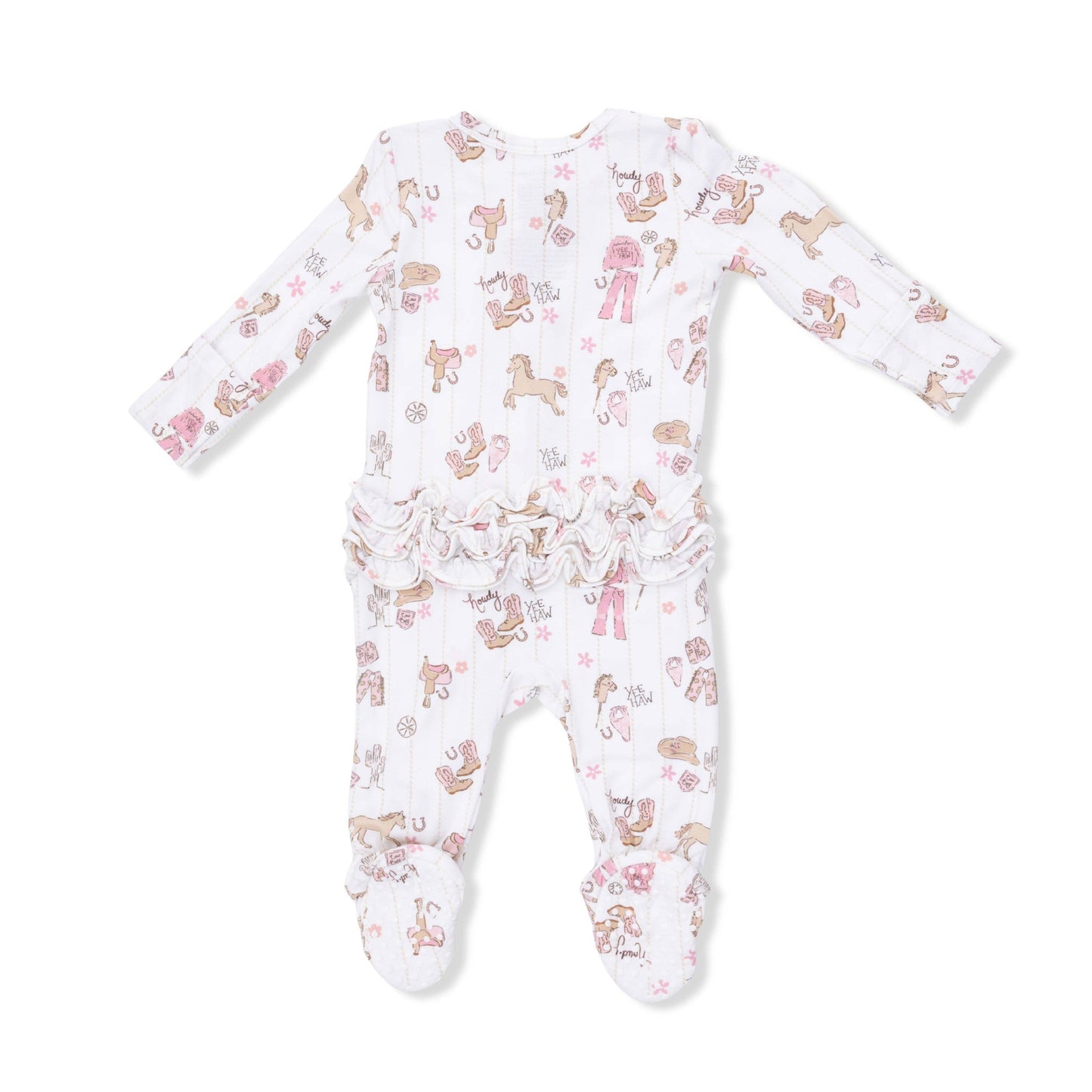Angel Dear | Cowgirl Nursery - 2 Way Ruffle Front Zipper Footie