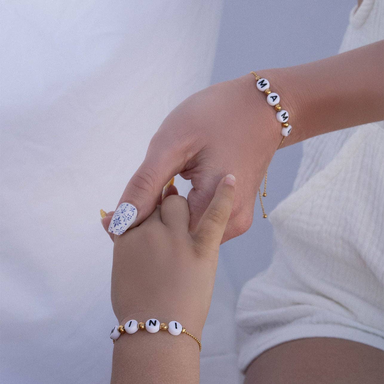 Mama and Mini Matching Beaded Charm Bracelet Set