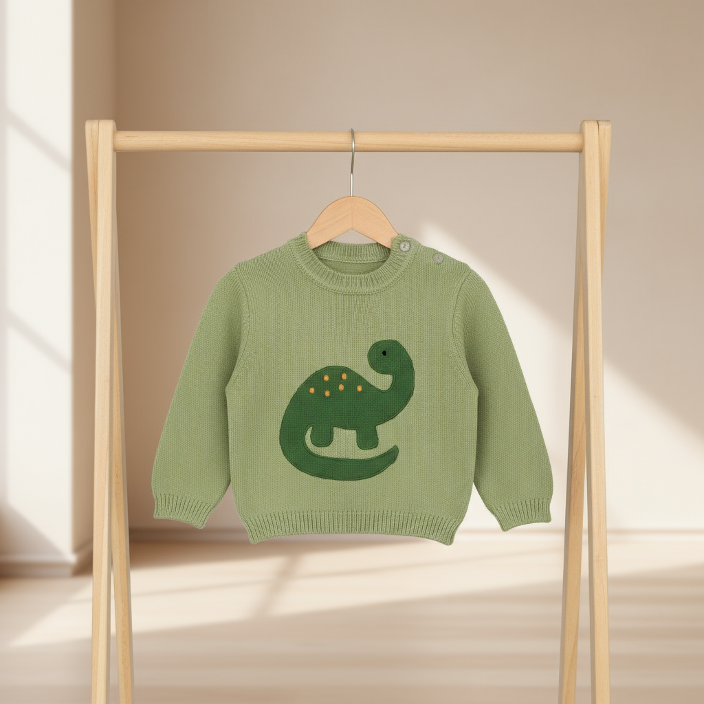 Dinosaur Applique Knit Sweater