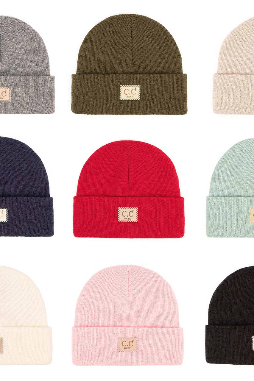 C.C Baby Classic Rib Beanie with C.C Suede Patch