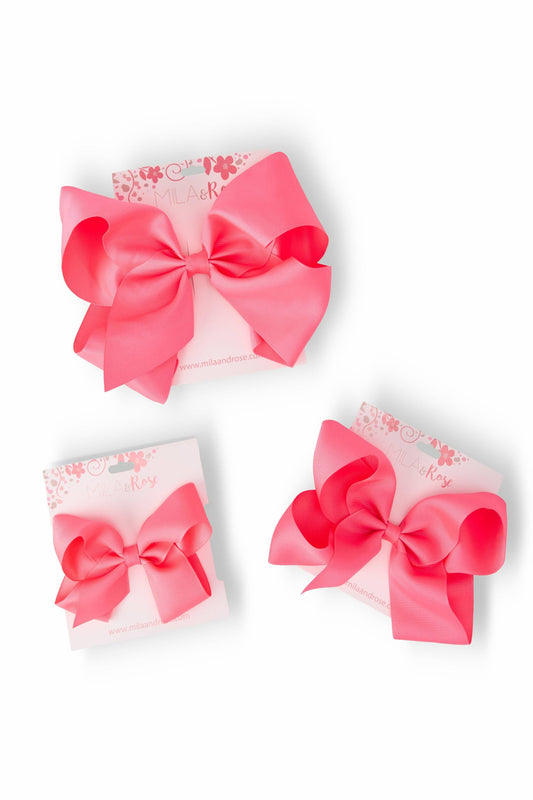 Neon Pink Grosgrain Hair Bow