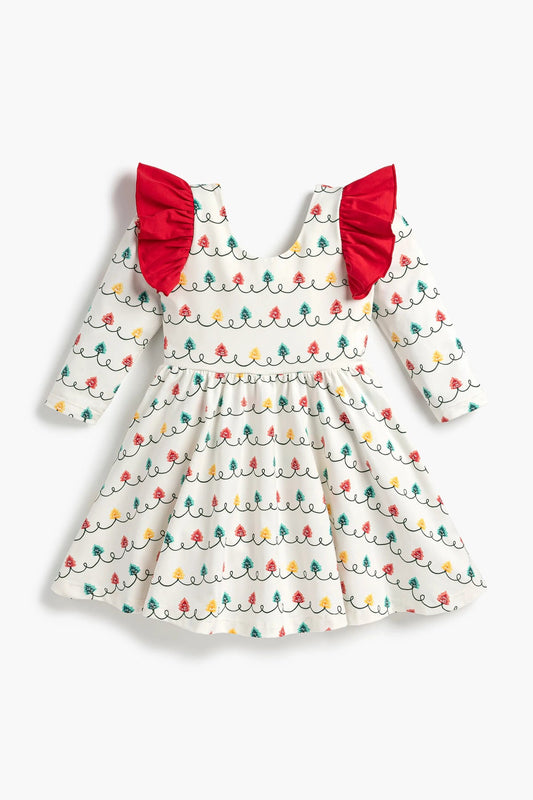 Holiday Double Ruffle Let's Dance Holiday Tree Lights Dress
