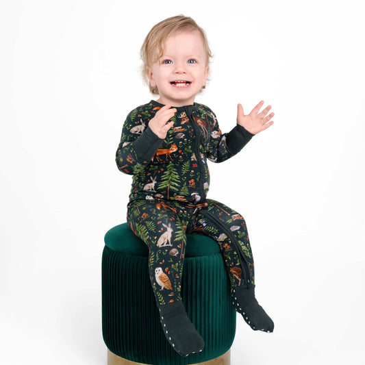 Wood You Be My Friend Baby Bamboo Zipper Romper Pajamas
