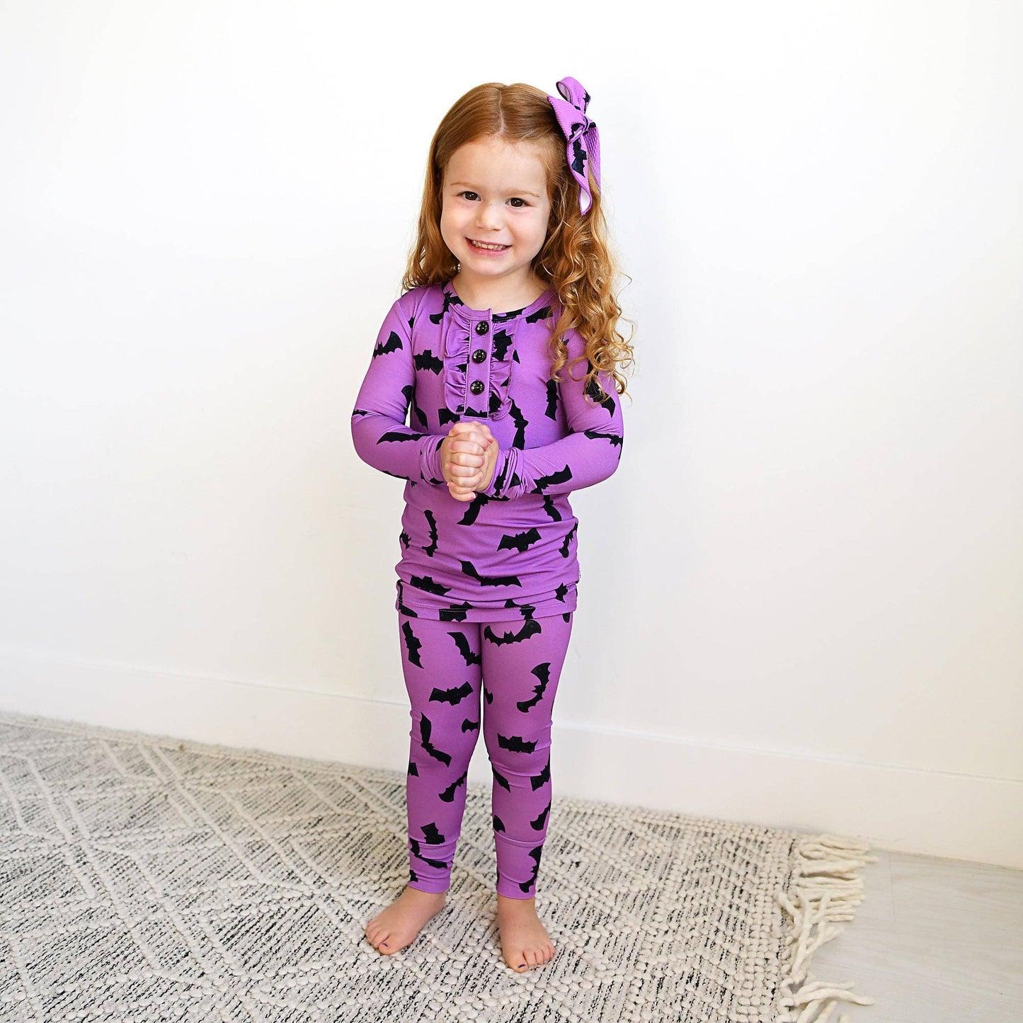 Echo Purple Bat Ruffle Two Piece Pajamas
