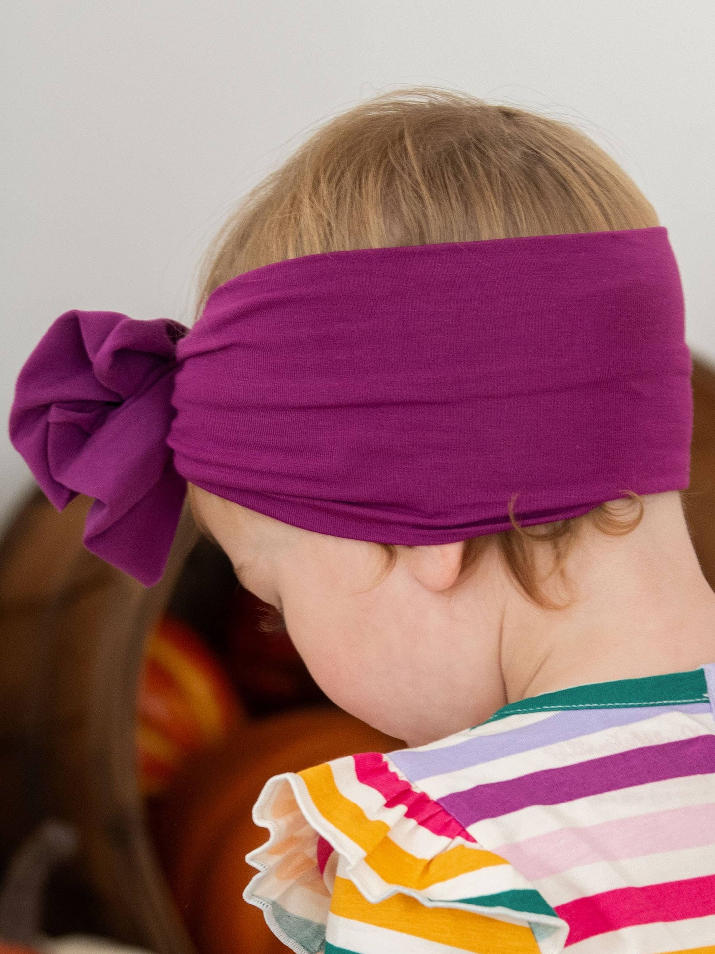 RuffleButts + RuggedButts - Girls Plum Tart Big Bow Headband