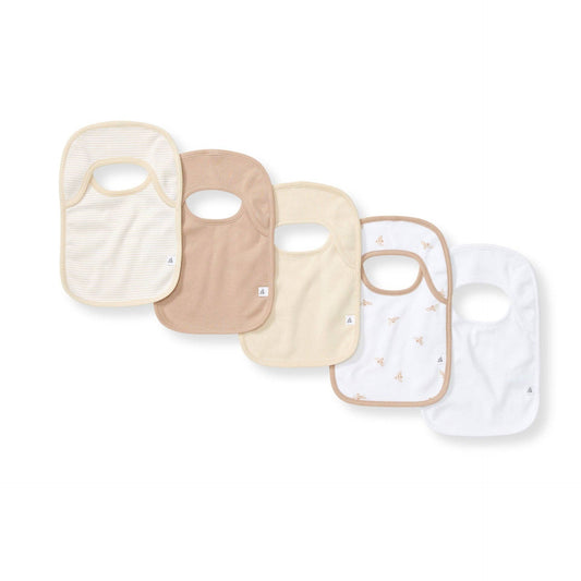 Golden Bee Lap Shoulder Bibs Set of 5 | Organic Cotton