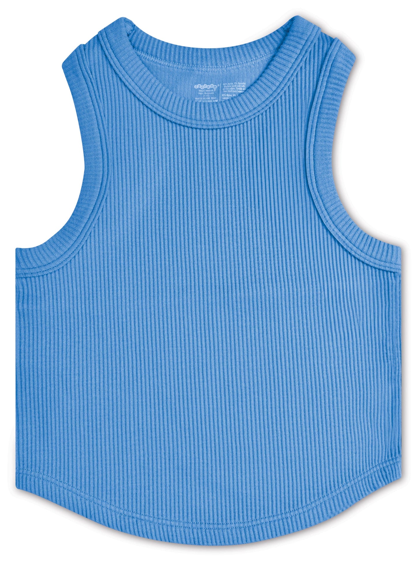 Bright Blue Cropped Ribbed Racerback Tank Top
