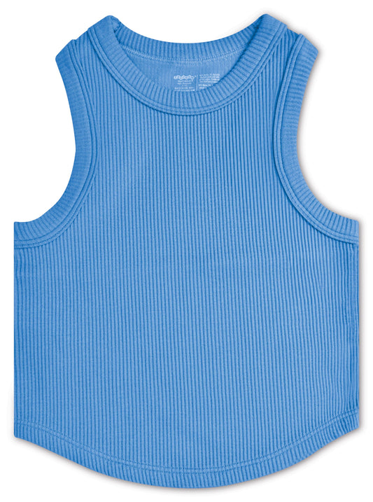 Bright Blue Cropped Ribbed Racerback Tank Top