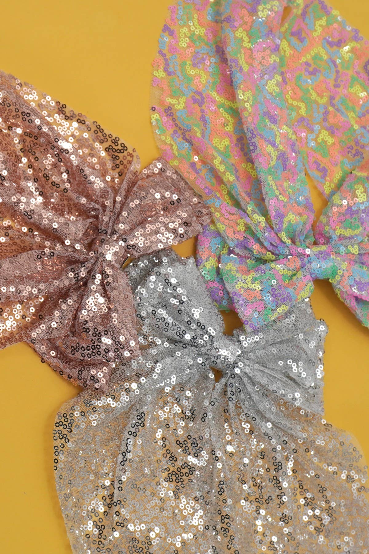 Sequin Glitter Organza Bow Ribbon Hair Clip
