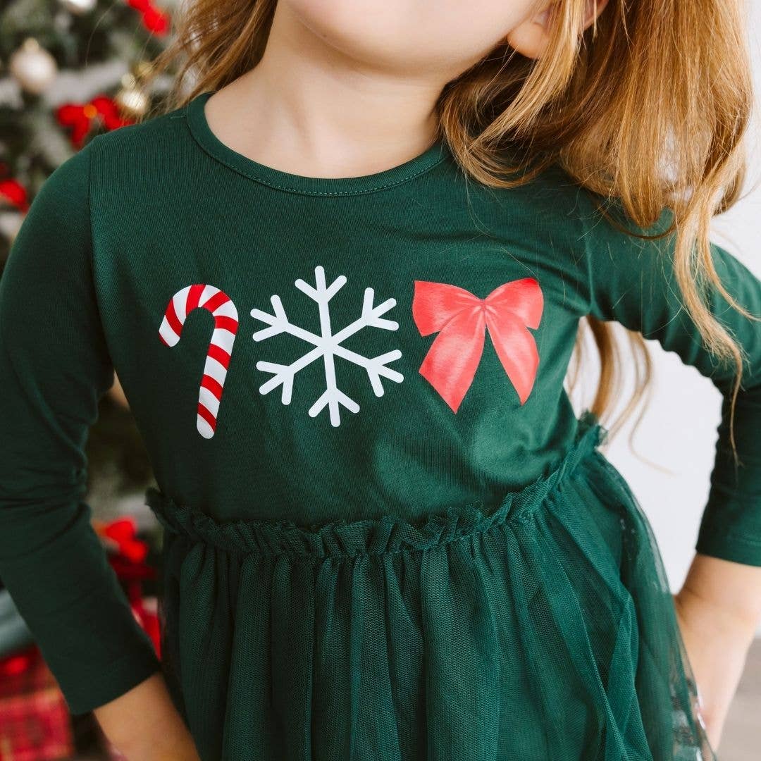 Emerald Candy Cane Sequin Tutu Dress