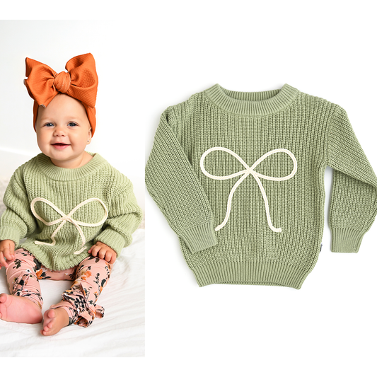 Green Bow Oversized Sweater