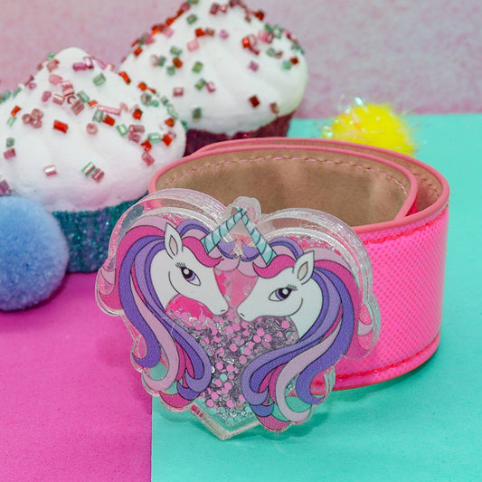Unicorn Slap Bracelet with Glitter Shaker Charm