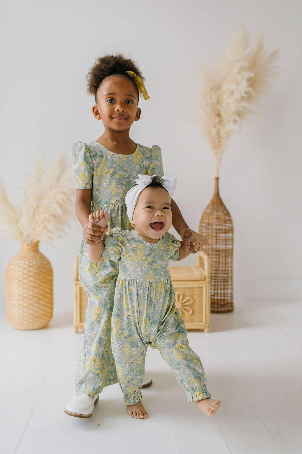 Ollie Jay | Puff Leggy Romper in Sunlit Sage
