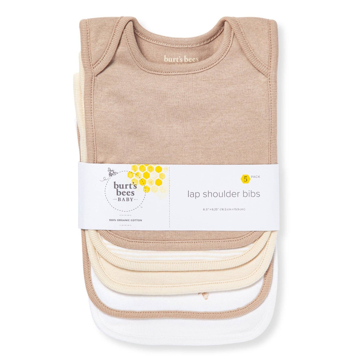 Golden Bee Lap Shoulder Bibs Set of 5 | Organic Cotton