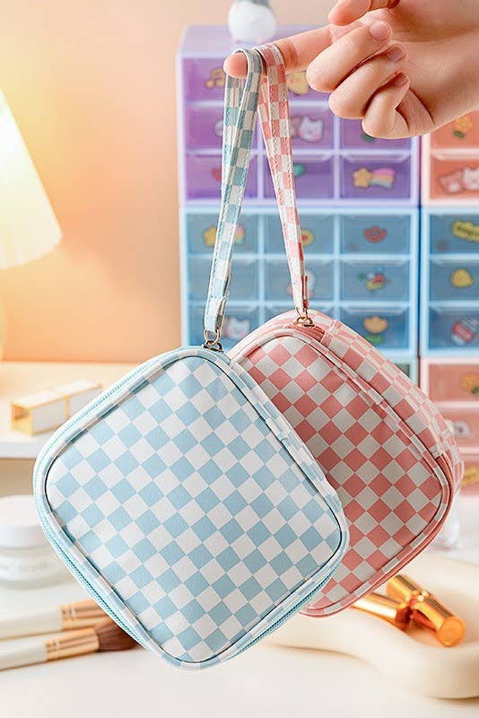 Checkered Gingham Cosmetic Pouch