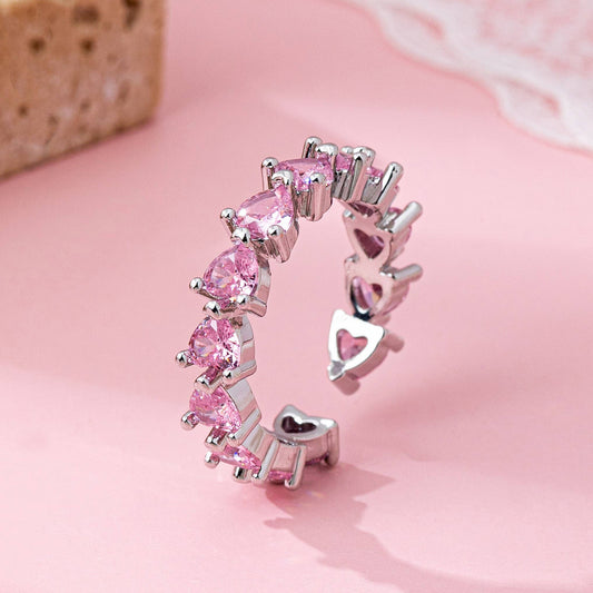 Pink Heart Eternity Band Ring