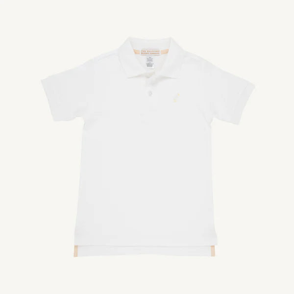 TBBC | Prim & Proper Polo Onesie - Worth Avenue White with Multicolor Stork