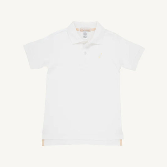 TBBC | Prim & Proper Polo Onesie - Worth Avenue White with Multicolor Stork