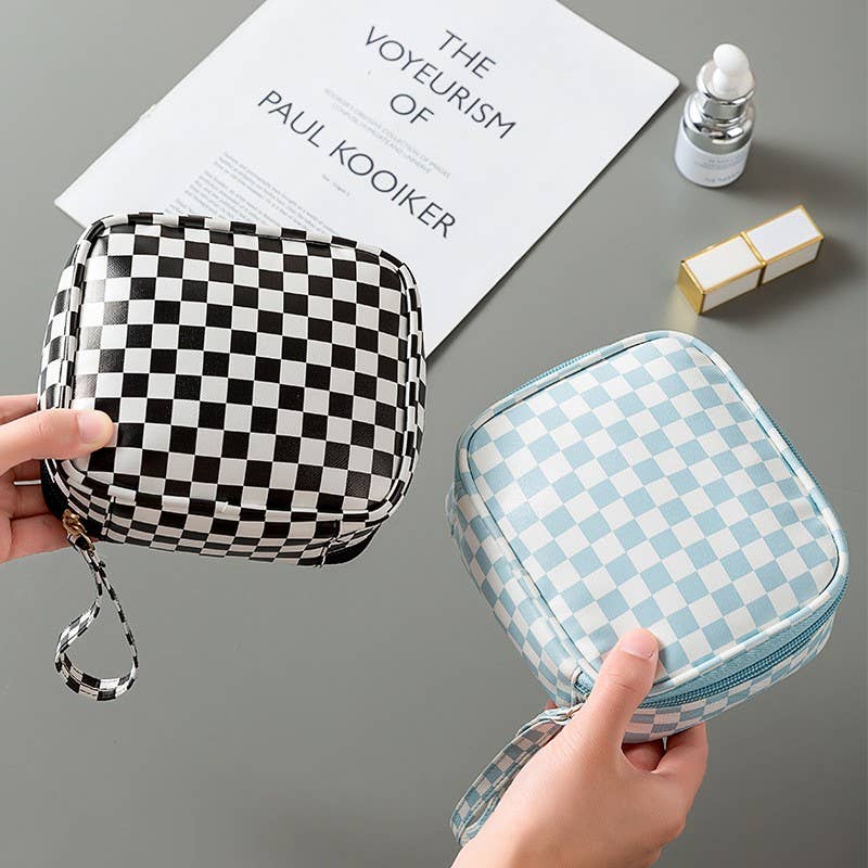 Checkered Gingham Cosmetic Pouch