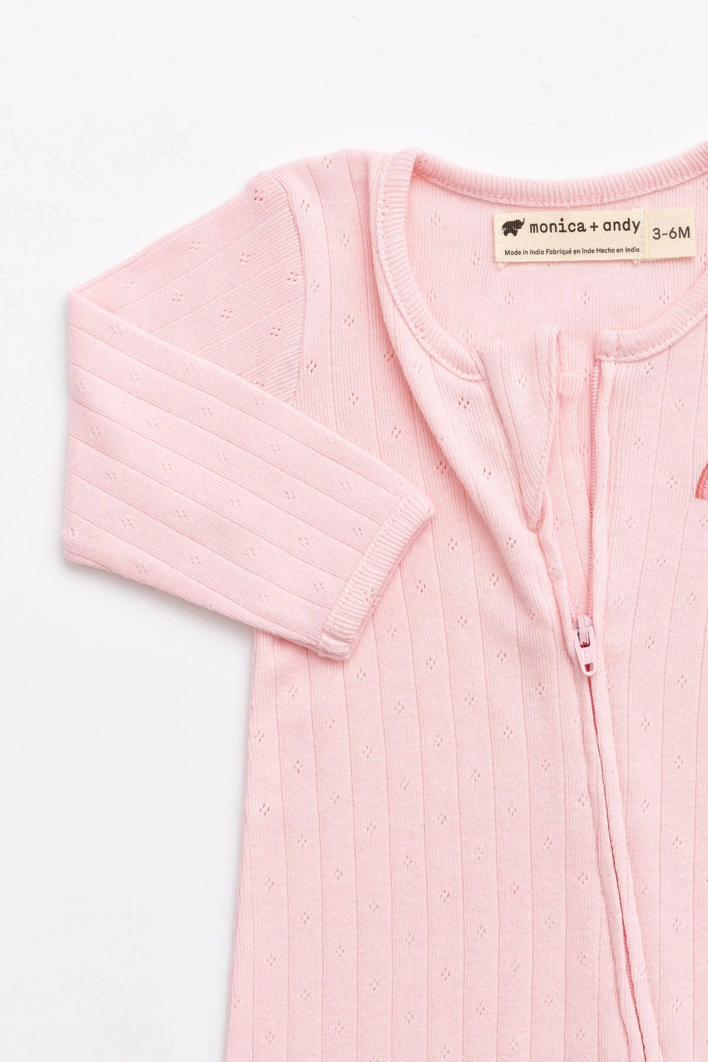 Pointelle Embroidered Rainbow Zipper One-Piece