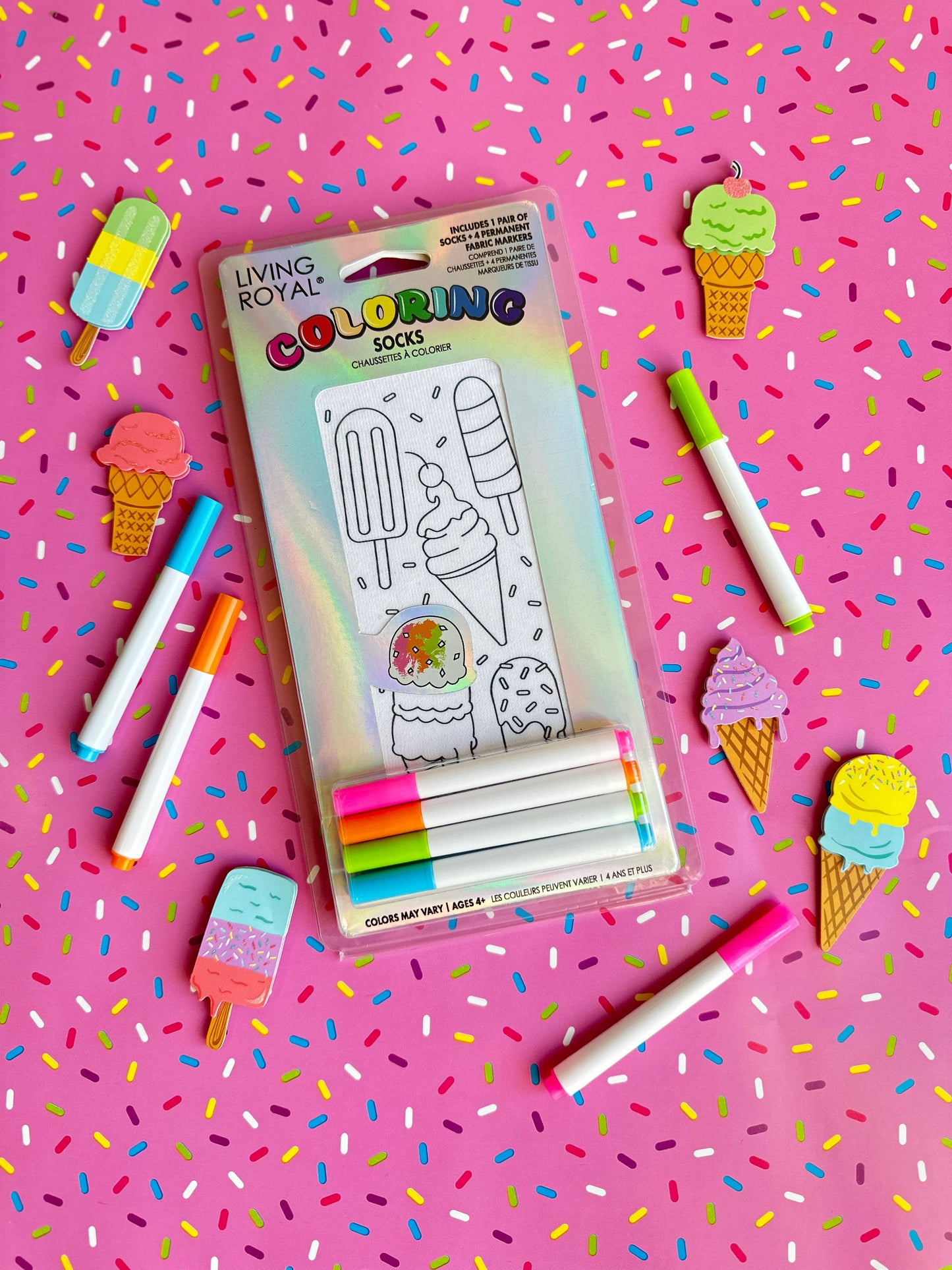 Ankle Socks - DIY Coloring Kit - Frozen Ice Cream Treats