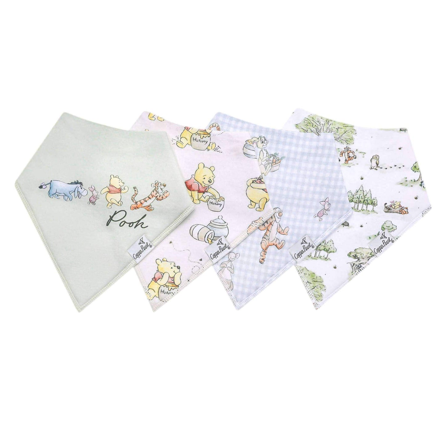 Copper Pearl | 4 Pack Baby Bandana Bibs - Hundred Acre Wood