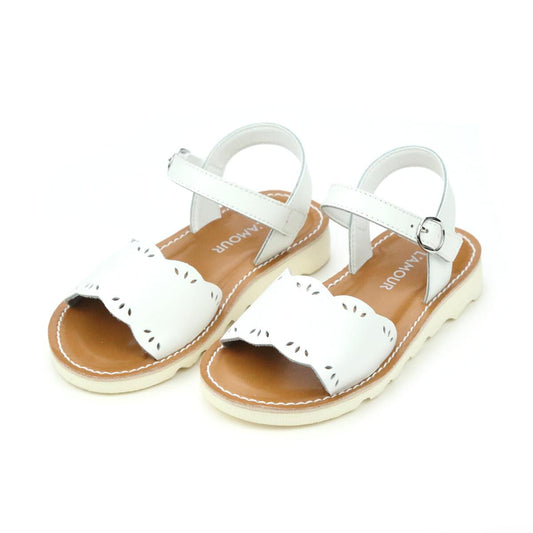 Ella Scalloped Sandal | White