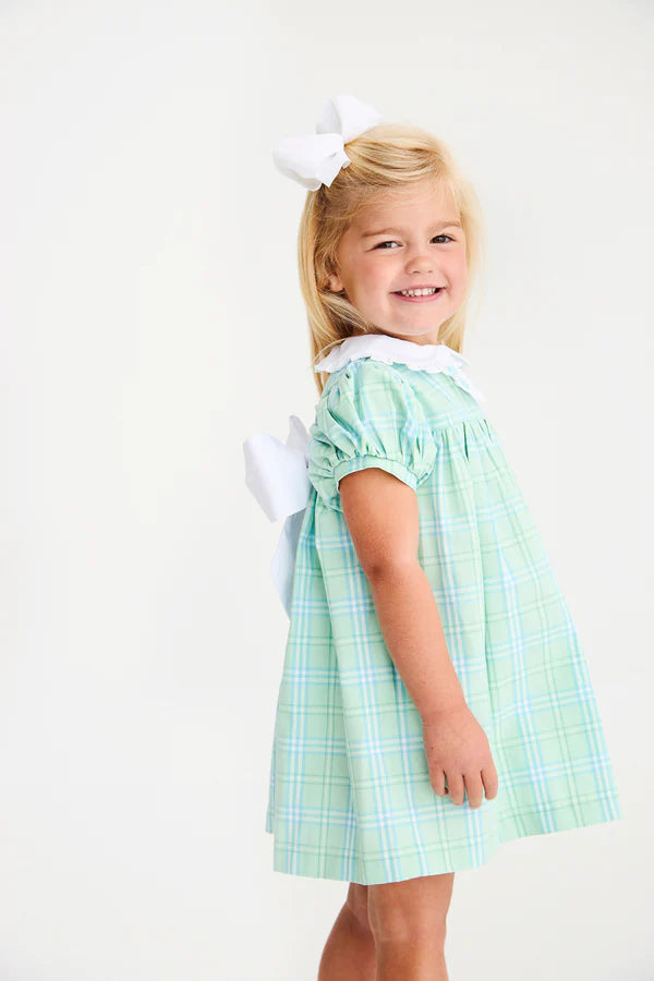TBBC | Mary Dal Dress - Pelham Bay Plaid (Green) with Worth Avenue White