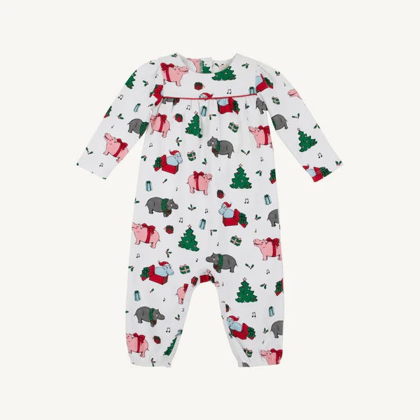 TBBC | Long Sleeve Penny’s Playsuit - I Want a Hippopotamus with Richmond Red