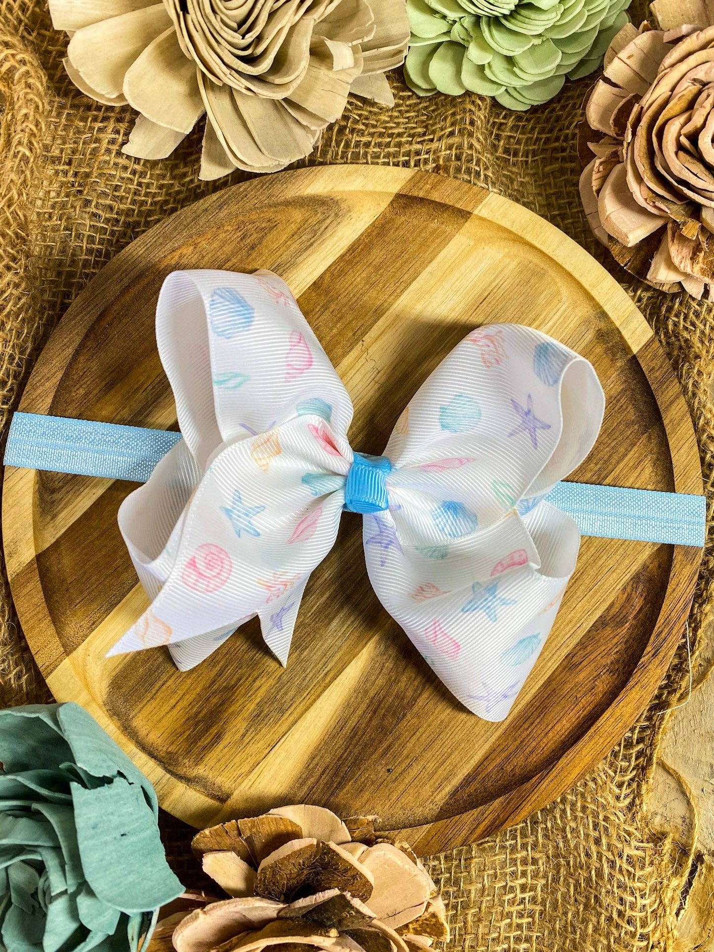 Seashell Alligator Clip Hair Bow