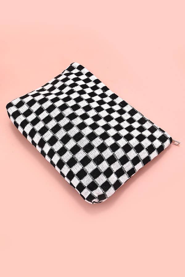 Checkered Cosmetic Makeup Bag