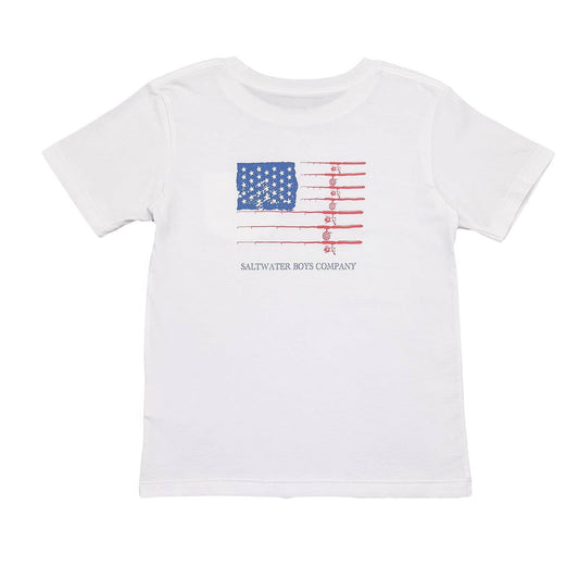 Saltwater Boys Company - Boys Fishing Pole Flag Graphic Tee -White 