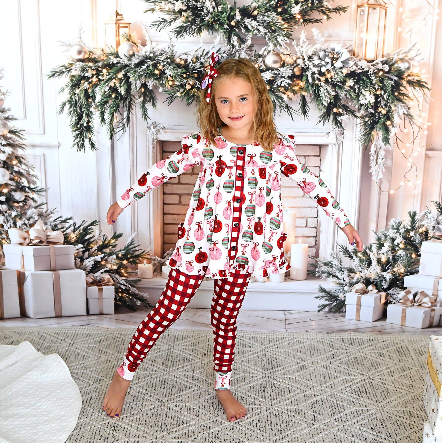 Kit Ornaments and Plaid Peplum Set