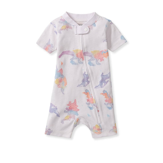 Burt's Bees Baby - Watercolor Dinos Organic Baby Sleeper Romper - Sweet Pea