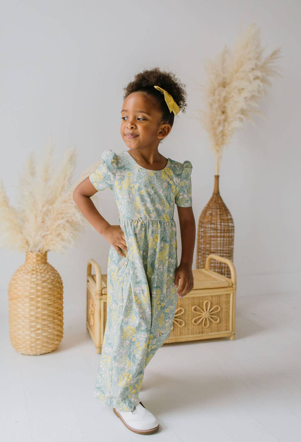 Ollie Jay | Puff Leggy Romper in Sunlit Sage