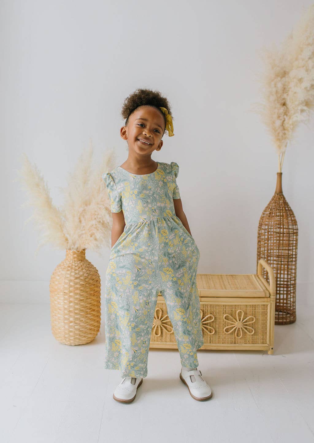 Ollie Jay | Puff Leggy Romper in Sunlit Sage